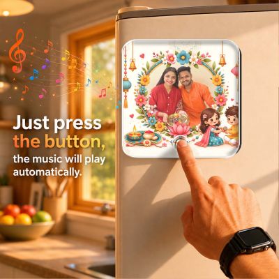 Personalized Raksha Bandhan Theme Musical Fridge Magnet Music Player Rakhi Gift for Sister Brother & Siblings Memorable Gift Rechargeable Battery